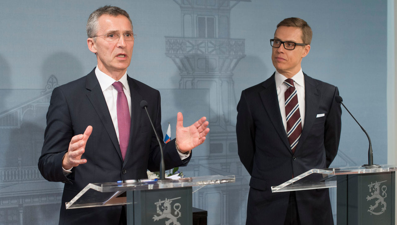 Joint press point by NATO Secretary General Jens Stoltenberg and the Finnish Prime Minister, Alexander Stubb