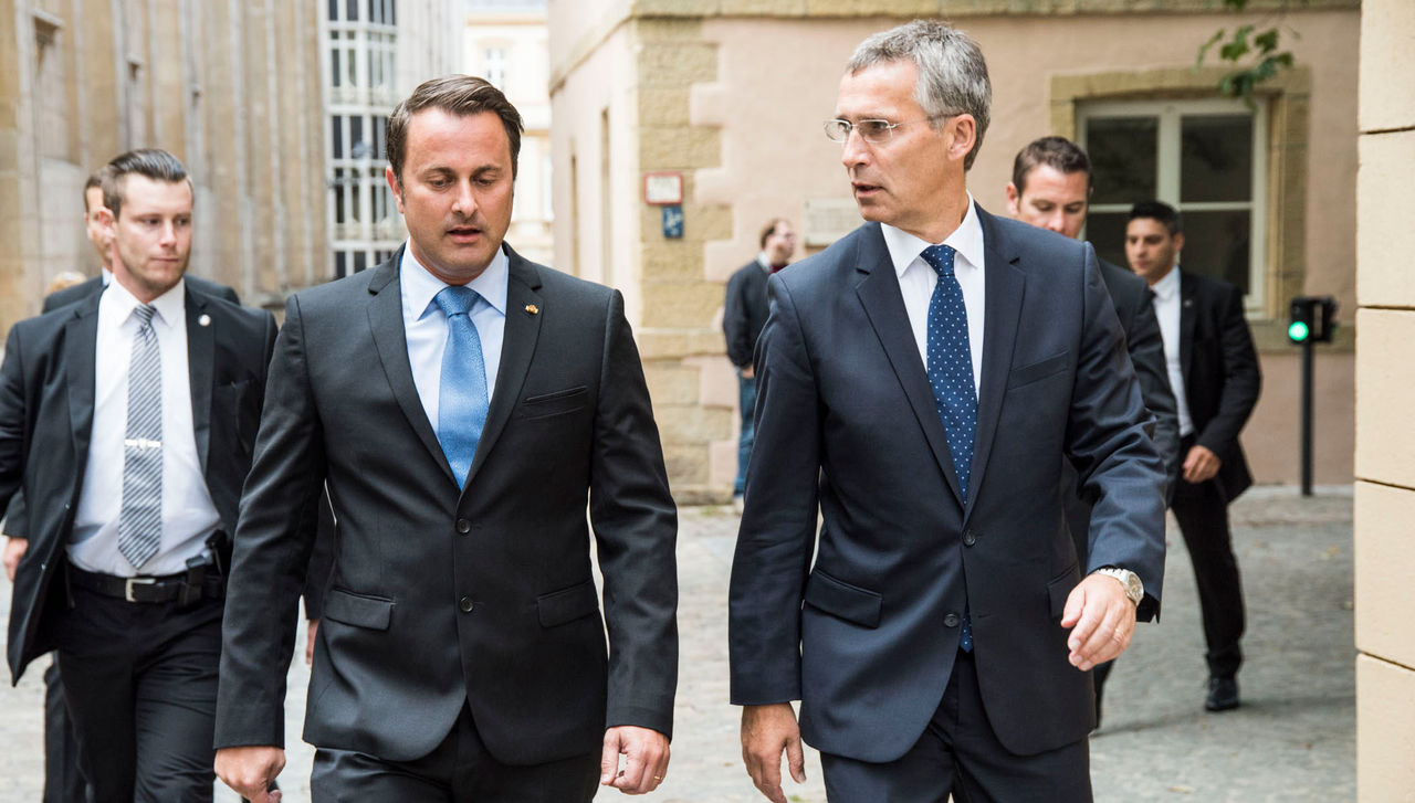 NATO Secretary General Jens Stoltenberg and Prime Minister Xavier Bettel of Luxembourg