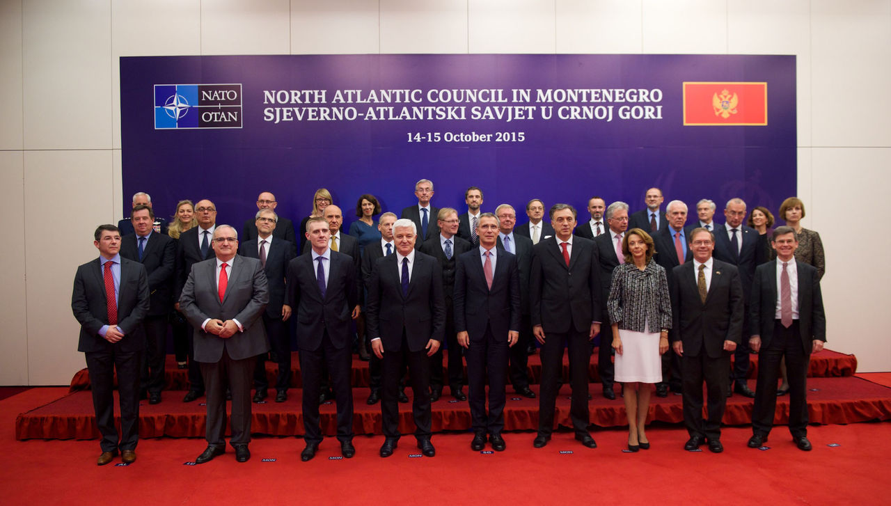 Family portrait of the North Atlantic Council and Filip Vujanovic, President of Montenegro
