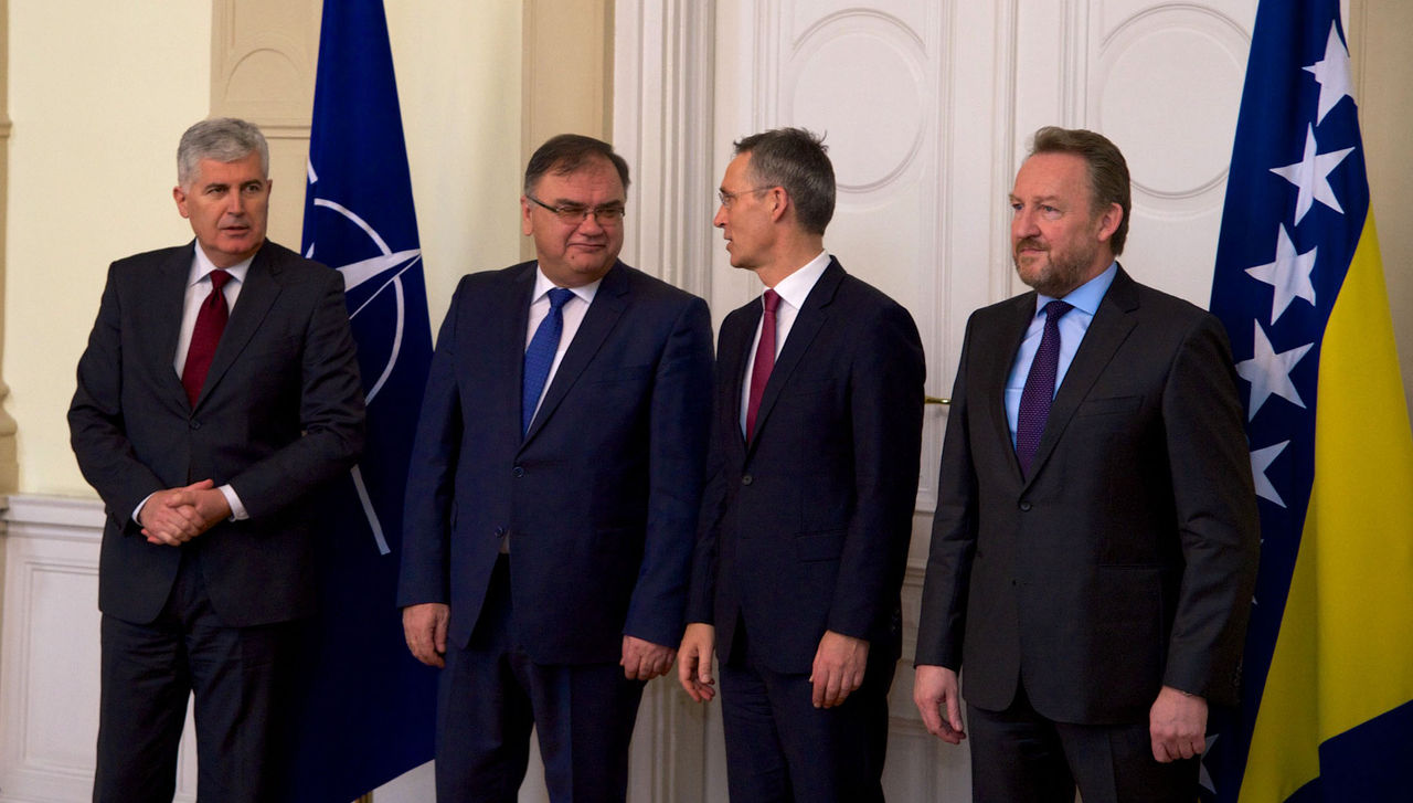 NATO Secretary General Jens Stoltenberg meets with the Tri-Presidency of Bosnia and Herzegovina