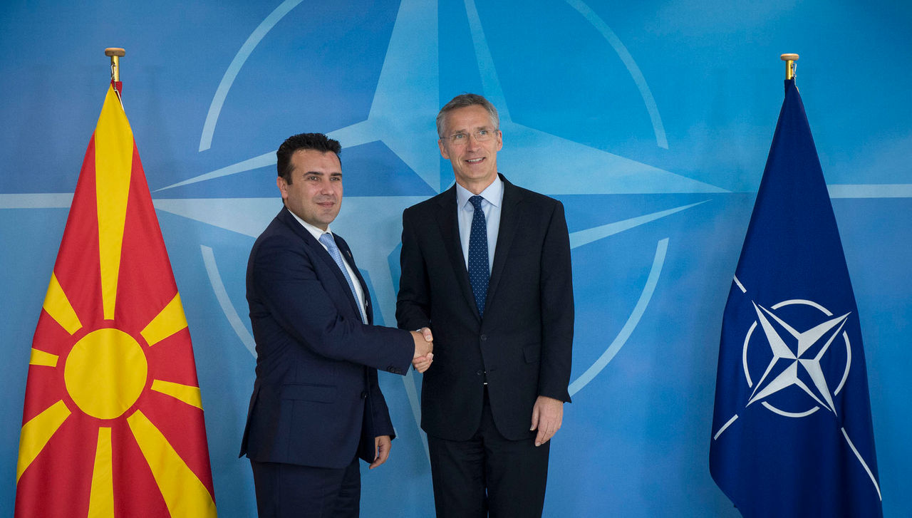 NATO Secretary General Jens Stoltenberg and the Prime Minister of the former Yugoslav Republic of Macedonia, Zoran Zaev