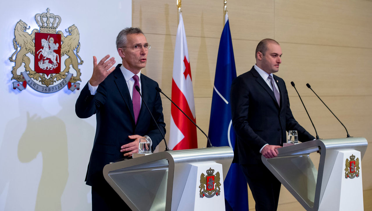 Joint press conference with NATO Secretary General Jens Stoltenberg and the Prime Minister of Georgia, Mamuka Bakhtadze
