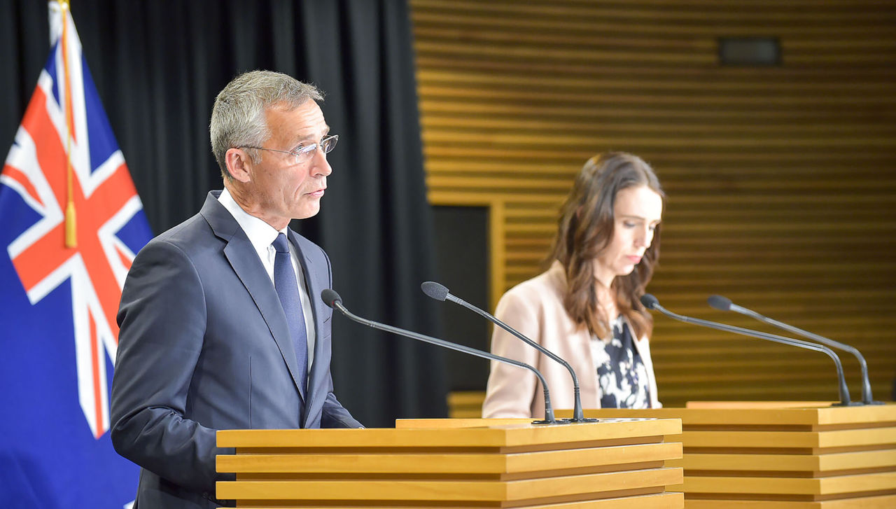 NATO Secretary General Jens Stoltenberg and Jacinda Ardern Prime Minister of New Zealand