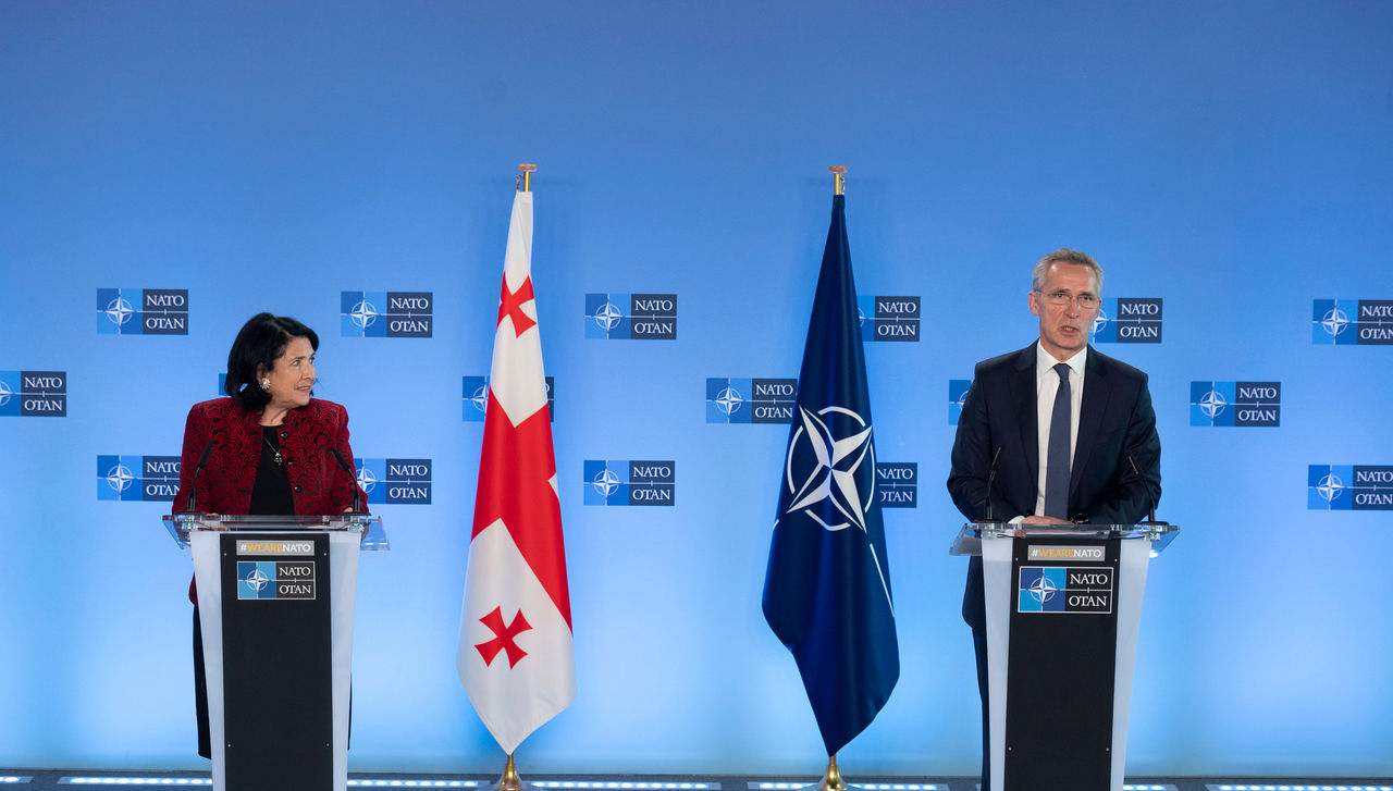 Joint press point with NATO Secretary General Jens Stoltenberg and the President of Georgia, Salome Zourabichvili