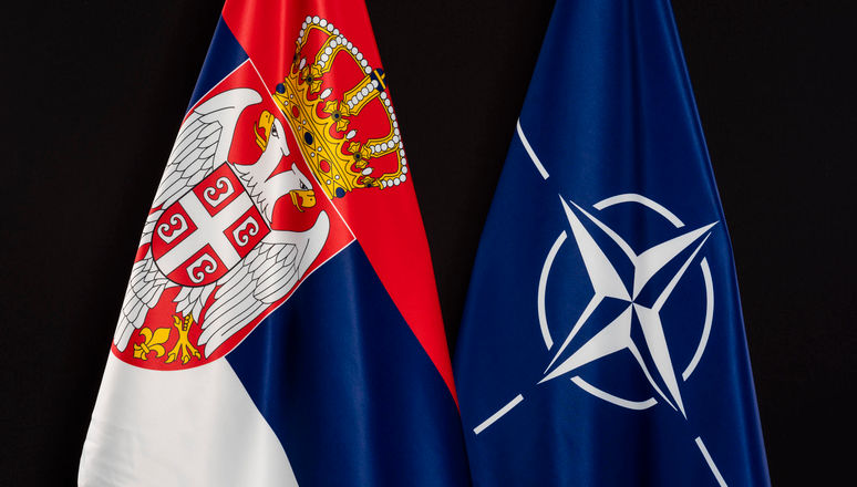 Serbia and NATO Flags