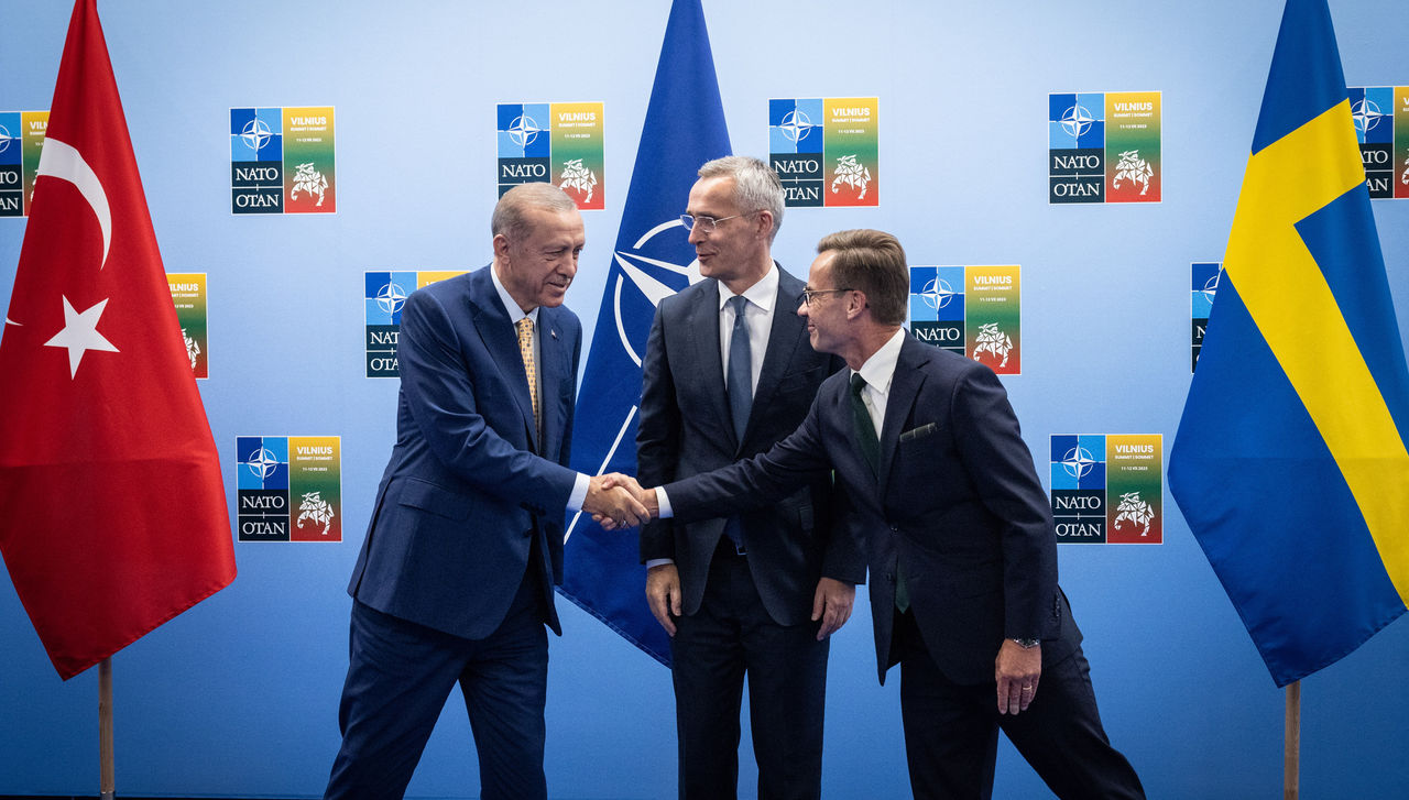 NATO Secretary General Jens Stoltenberg, President of Türkiye 
Recep Tayyip Erdoğan and Prime Minister of Sweden, Ulf Kristersson