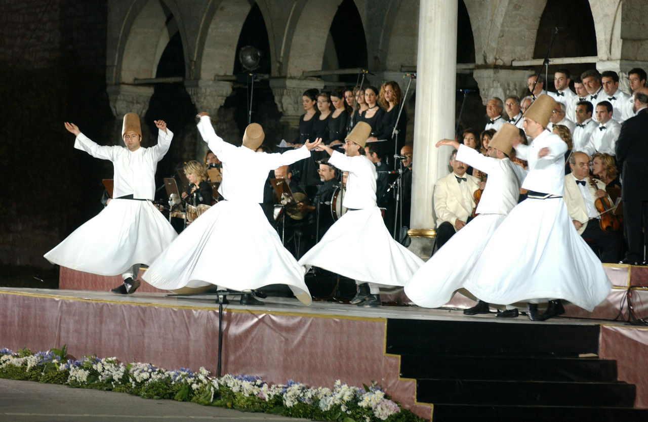 NATO Leaders watch the whirling dervish dance, 28 June 2004.