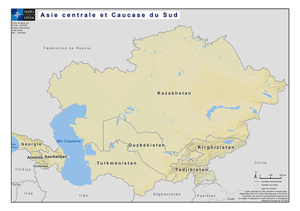 Map of Central Asia and the South Caucasus