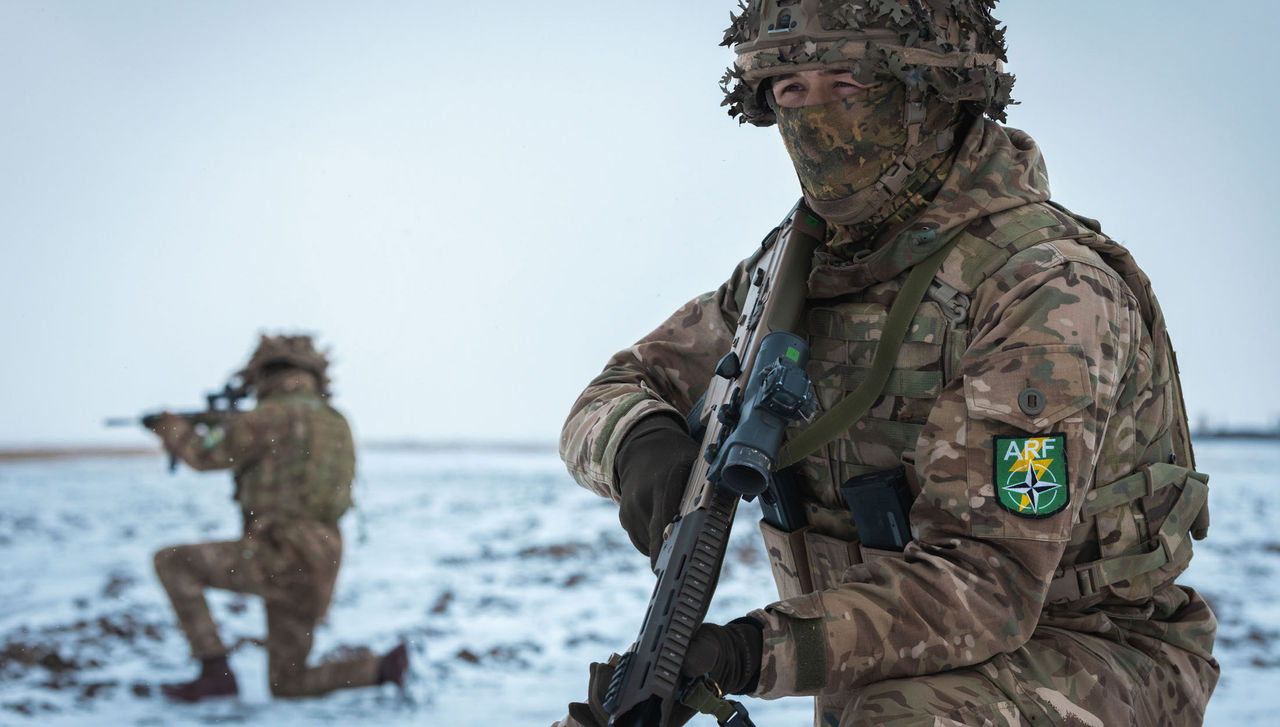 British Army soldiers during Steadfast Dart 25, the Allied Reaction Force’s first large-scale exercise, in Romania on 17 February 2025. 