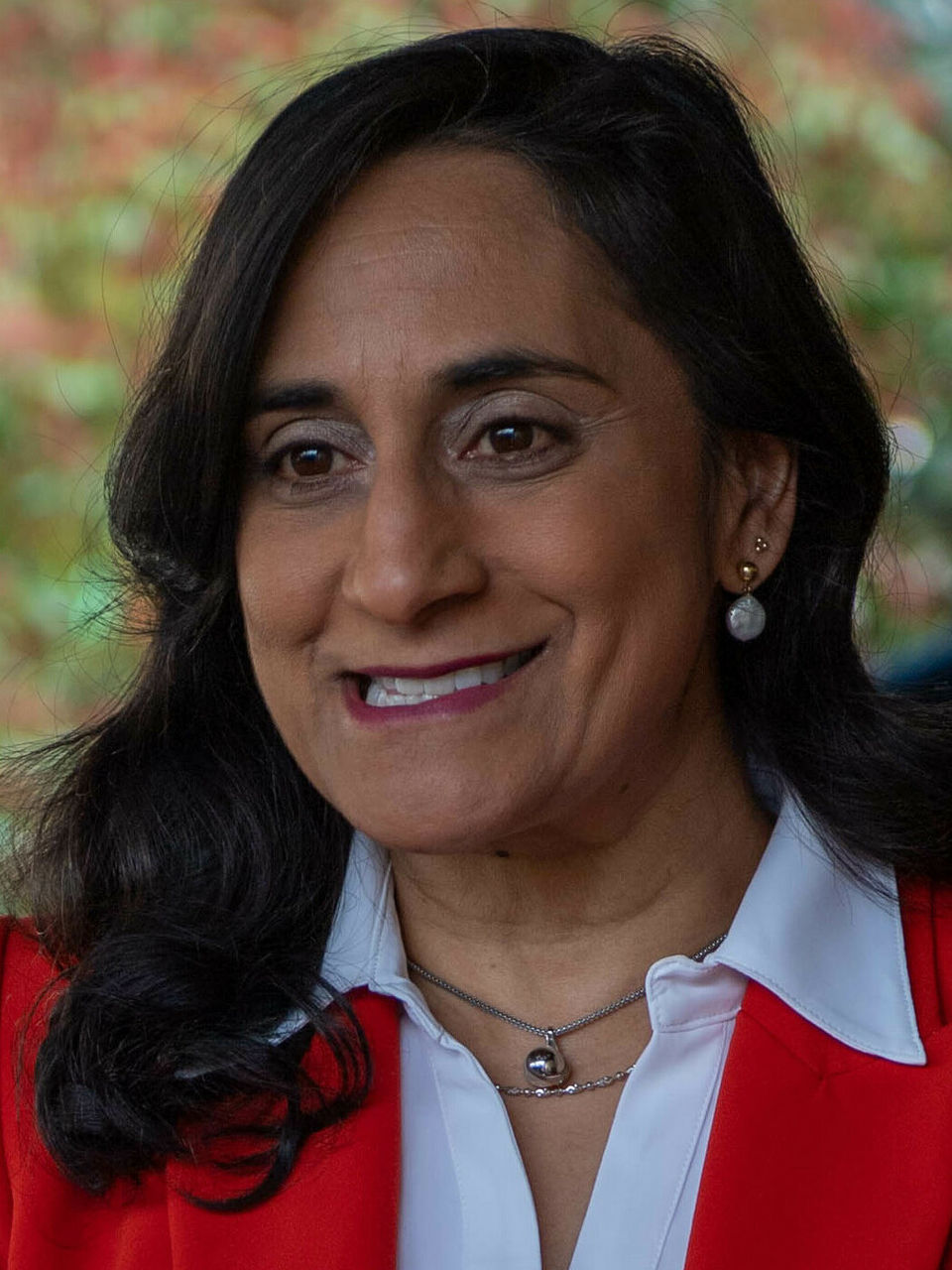 Anita Indira Anand, Canadian Prime Minister of Defense, speaks with local news representatives about the support Canada will be supplying to NATO during the Ukraine Defense Contact Group meeting at Ramstein Air Base, Germany, April 21, 2023. The U.S. will continue consulting Allies and partners to provide additional support to the Ukrainian people as they defend their country and democracy. This is the fourth time the UDCG has been held at Ramstein. (U.S. Air Force photo by Airman 1st Class Jordan Lazaro)