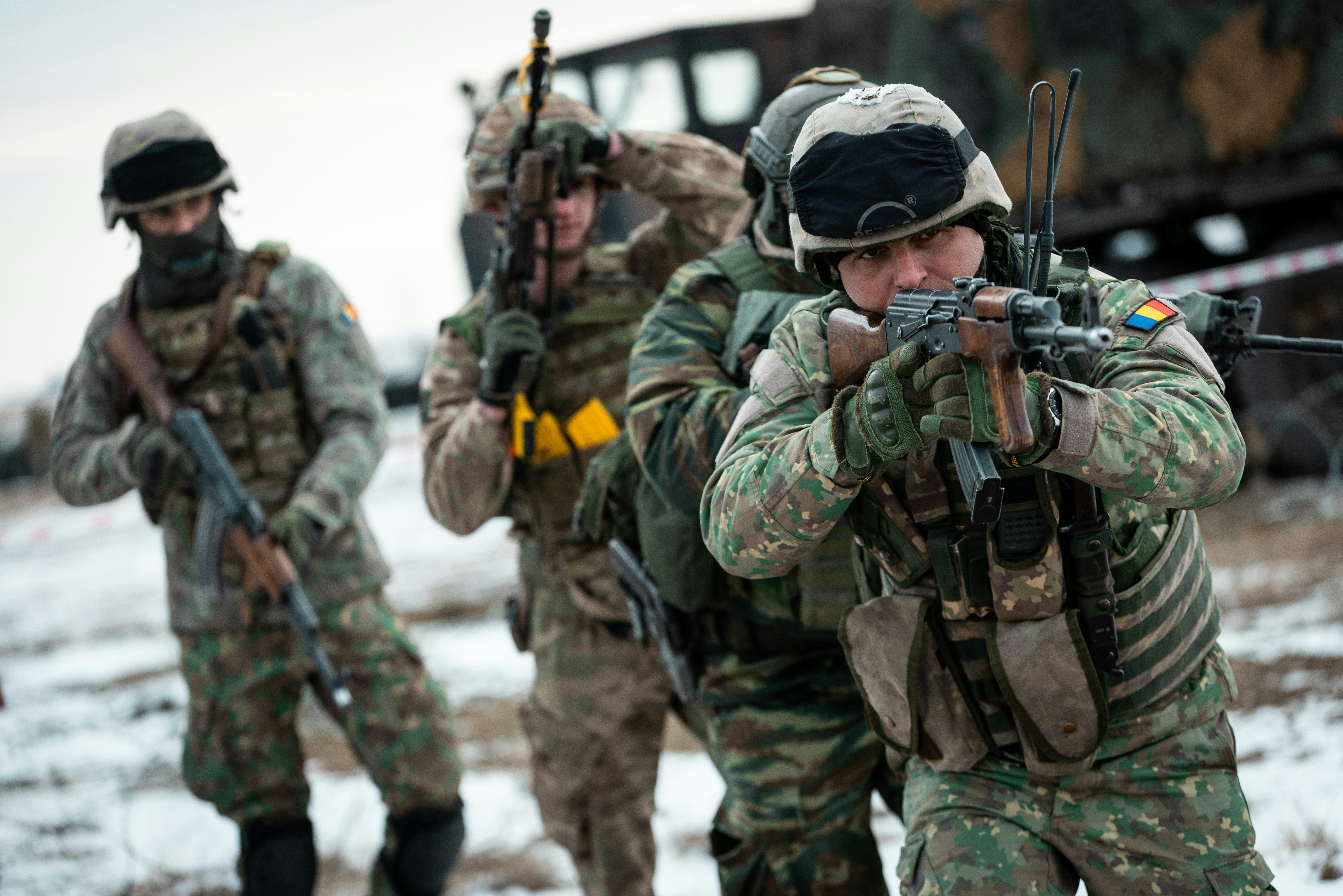 Italian Army paratroopers prepare to move out during exercise Swift Response 24. Sweden, May 2024