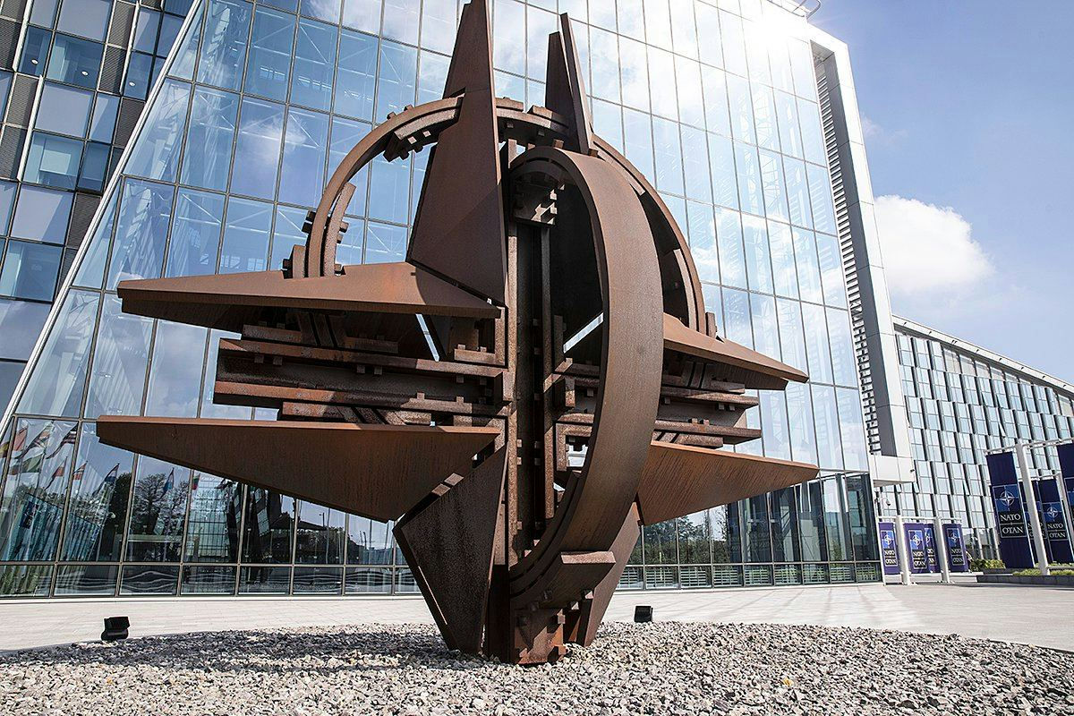 The "NATO star" in front of the building