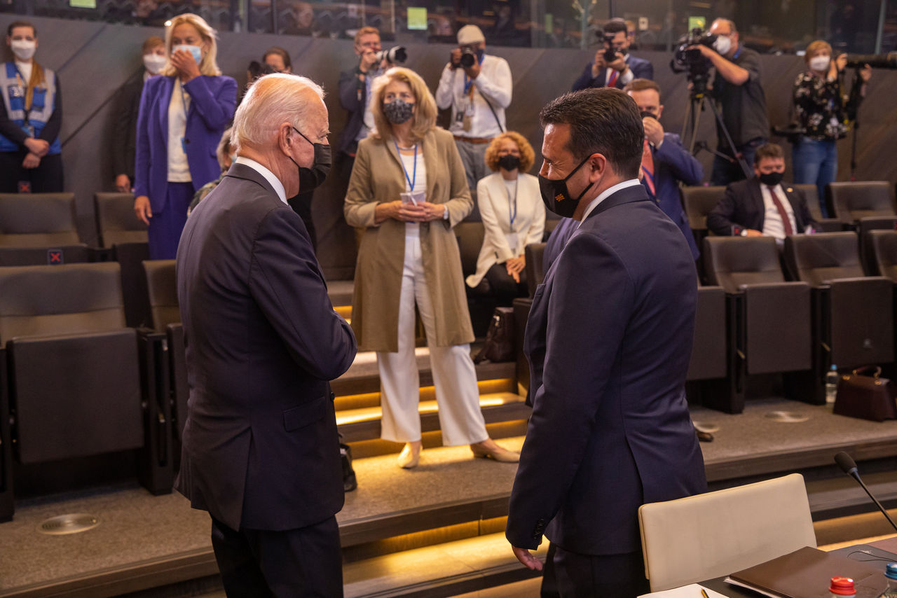 Joe Biden (President of the United States of America) and Zoran Zaev (Prime Minister, North Macedonia)