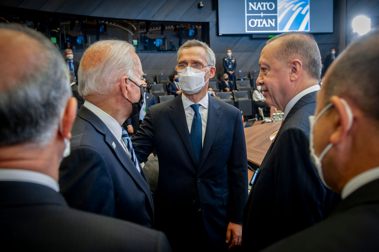 NATO Secretary General Jens Stoltenberg with Joe Biden (President of the United States of America) and Recep Tayyip Erdogan  (President, Turkey)