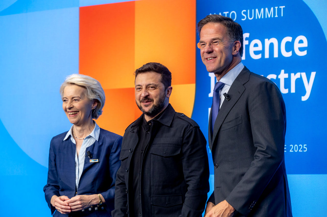 NATO Secretary General Mark Rutte with Ursula Von Der Leyen (President of the European Commission) and Volodymyr Zelenskyy (President, Ukraine)