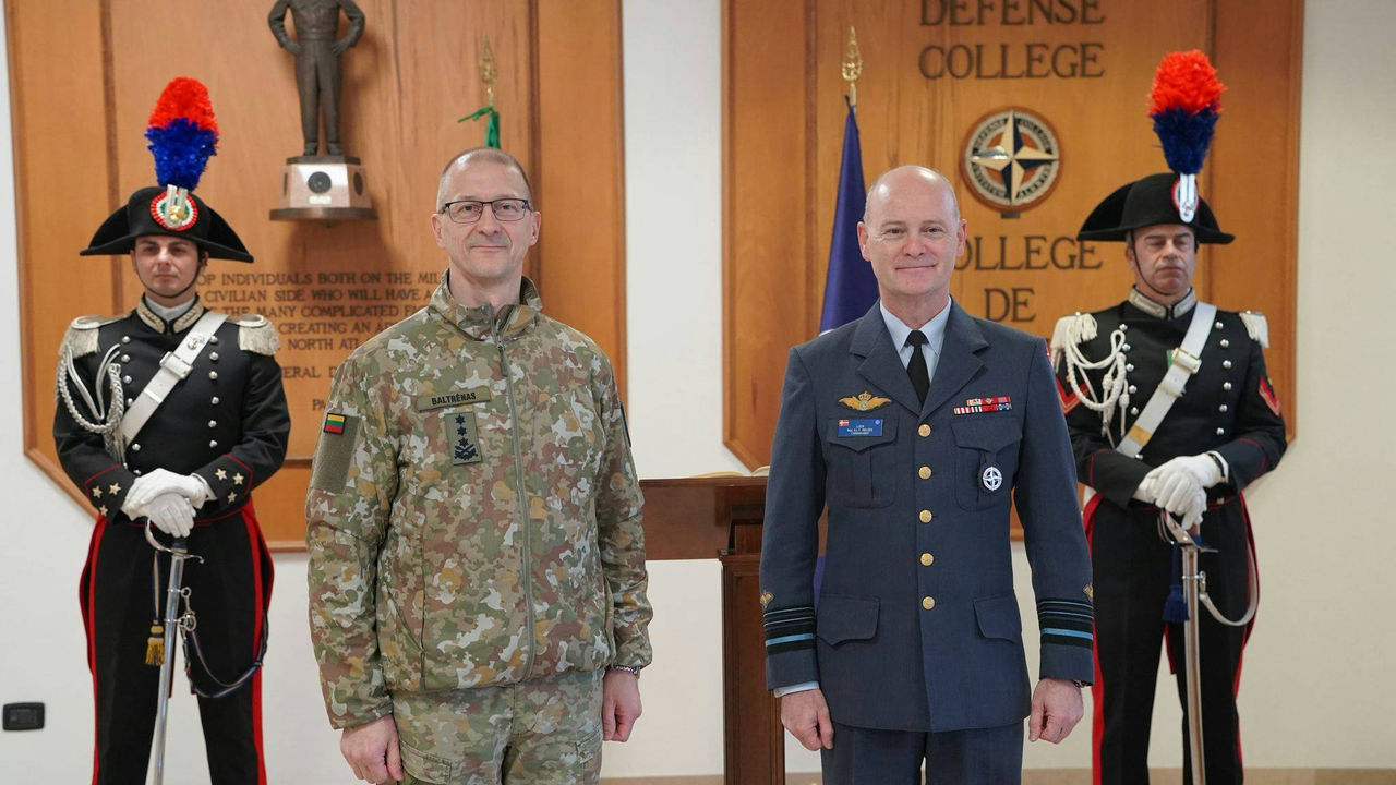 Lieutenant General Remigijus Baltrėnas, Director General of the International Military Staff (DGIMS) with Lieutenant General Max A.L.T. Nielsen, NATO Defense College Commandant