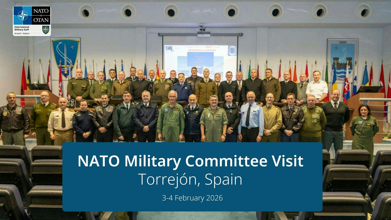 On 3-4 February 2026, the NATO Military Committee visited Torrejón Air Force Base, where the Combined Air Operations Centre Torrejón (CAOC-TJ) is located. The visit included Spain’s Space Command (MESPA) and key air and space operations facilities, such as the European 