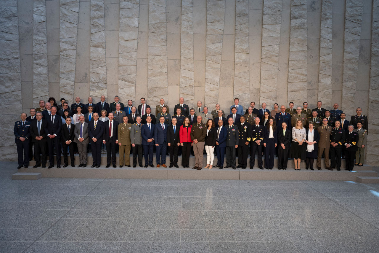 Group photo after the North Atlantic Council (NAC) meeting with Senior National Officials for Resilience at NATO Headquarters in Brussels, Belgium