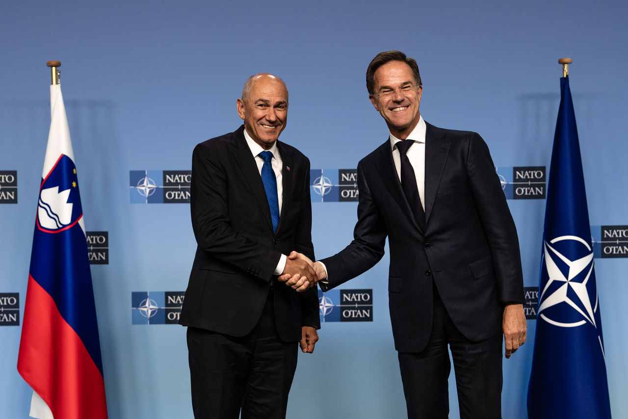 NATO Secretary General Mark Rutte with the Prime Minister of Slovenia Janez Janša